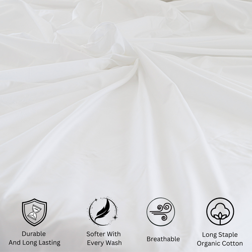 Trees & Hugs® - Luxe Seam White Organic Cotton Sateen Sheet set