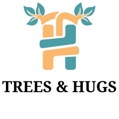 Trees & hugs logo with title